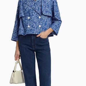 Derek Lam 10 Crosby Womens  Elijah Cropped Trench Jacket, Blue